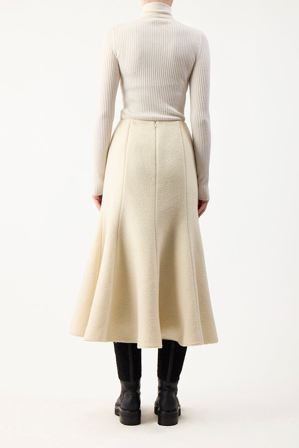 Gabriela Hearst Amy Midi Skirt In Ivory Double-Face Recycled Cashmere Felt