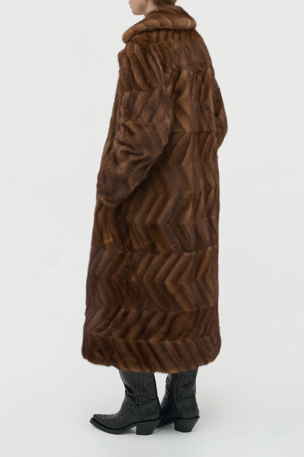 Gabriela Hearst Andal Coat In Mahogany Recycled Mink Fur