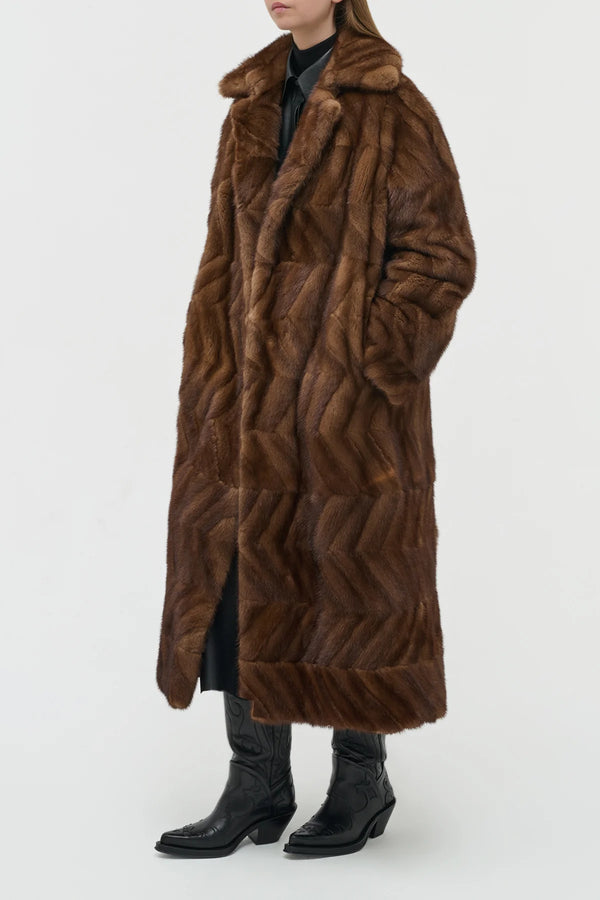 Gabriela Hearst Andal Coat In Mahogany Recycled Mink Fur