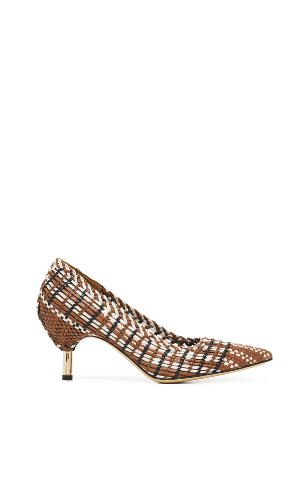 gabriela hearst Andres Braided Pump in Cognac Multi Leather