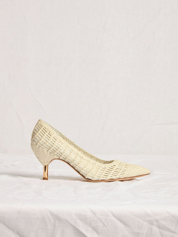 Gabriela Hearst Andres Braided Pump In Pearlized White Leather