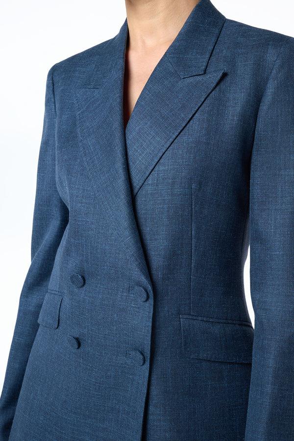 Gabriela Hearst Angela Blazer In Denim Virgin Wool Silk With Linen