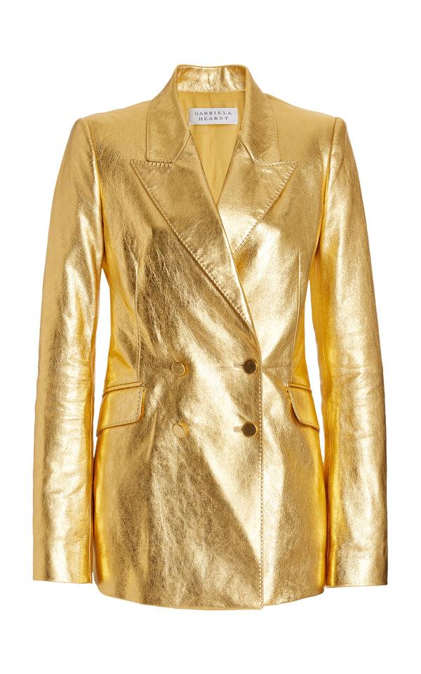 gabriela hearst Angela Blazer in Gold Metallic Nappa Leather
