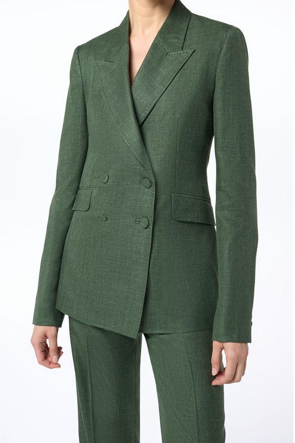 Gabriela Hearst Angela Blazer In Olive Virgin Wool Silk With Linen