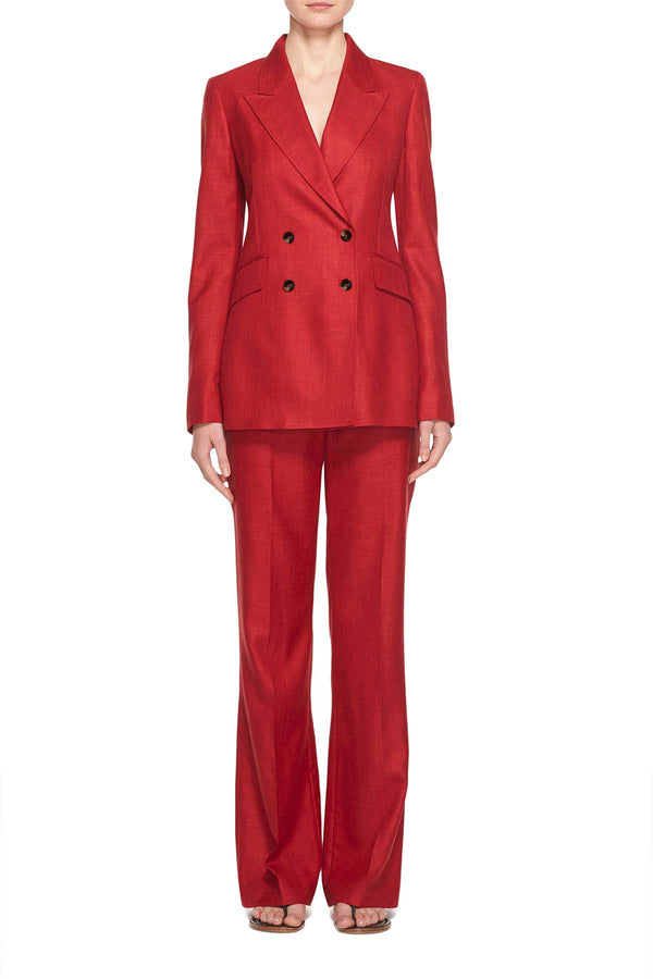 Gabriela Hearst Angela Blazer In Red Wool And Silk Linen