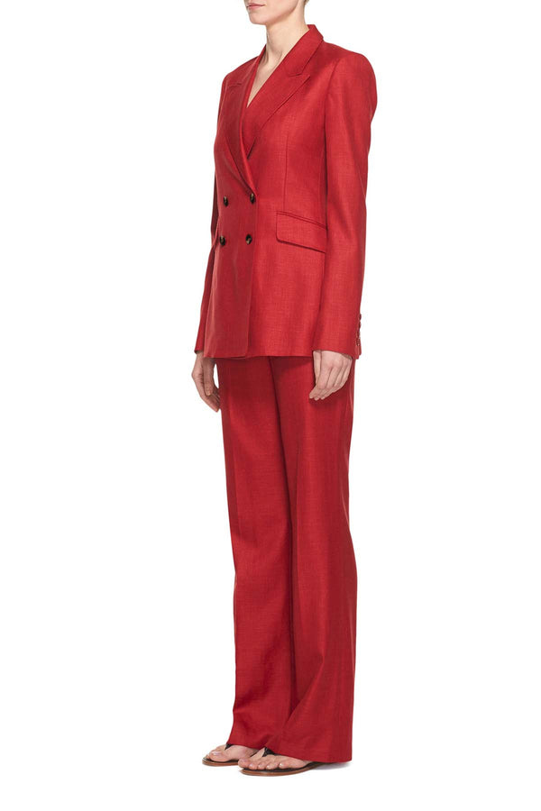 Gabriela Hearst Angela Blazer In Red Wool And Silk Linen