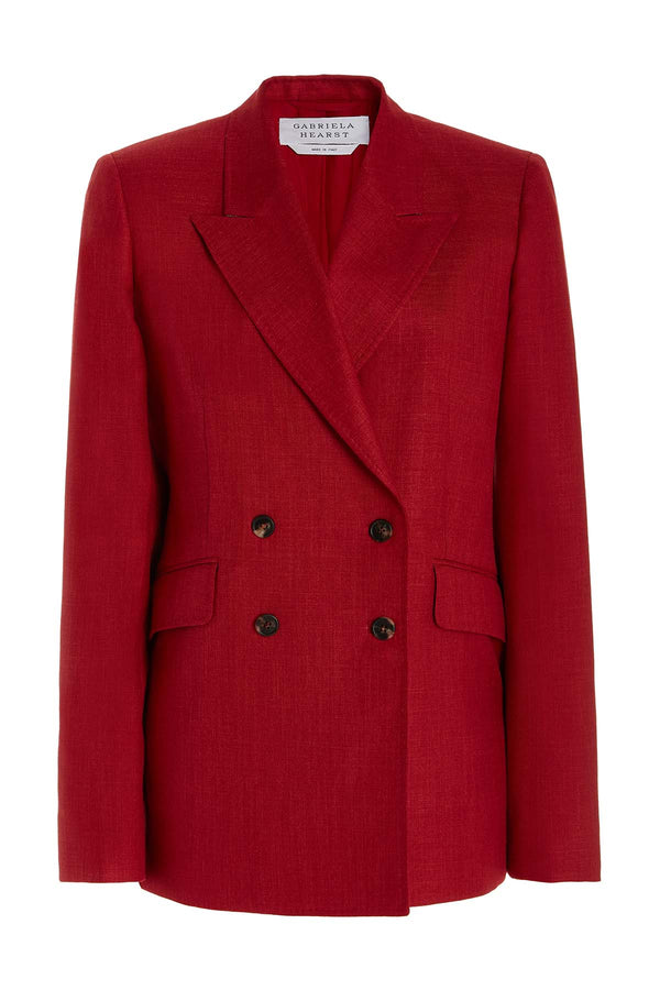 gabriela hearst Angela Blazer in Red Wool and Silk Linen