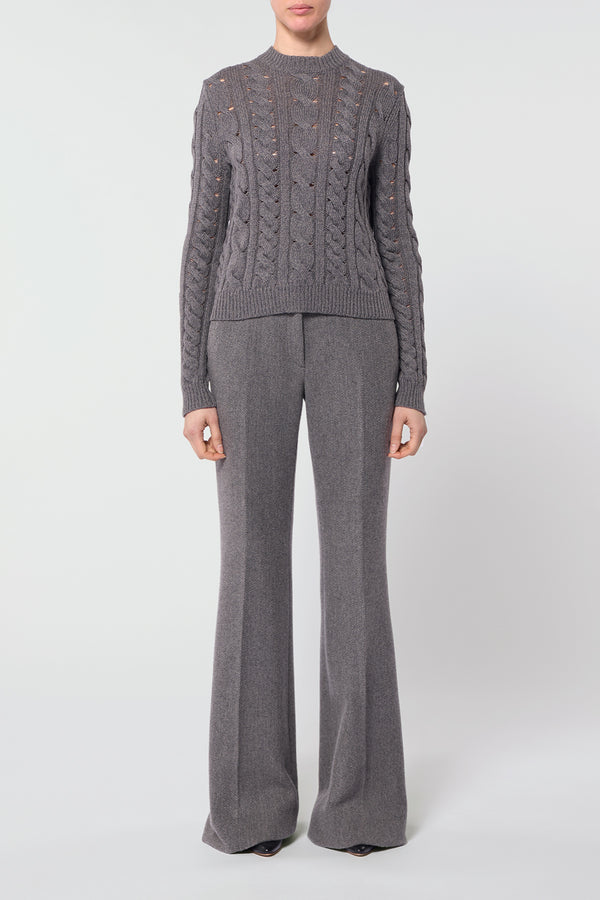 Gabriela Hearst Anthea Knit Sweater In Dark Grey Multi Cashmere