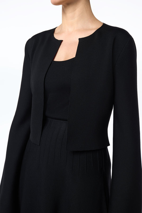 Gabriela Hearst Antheia Cropped Knit Jacket In Black Silk