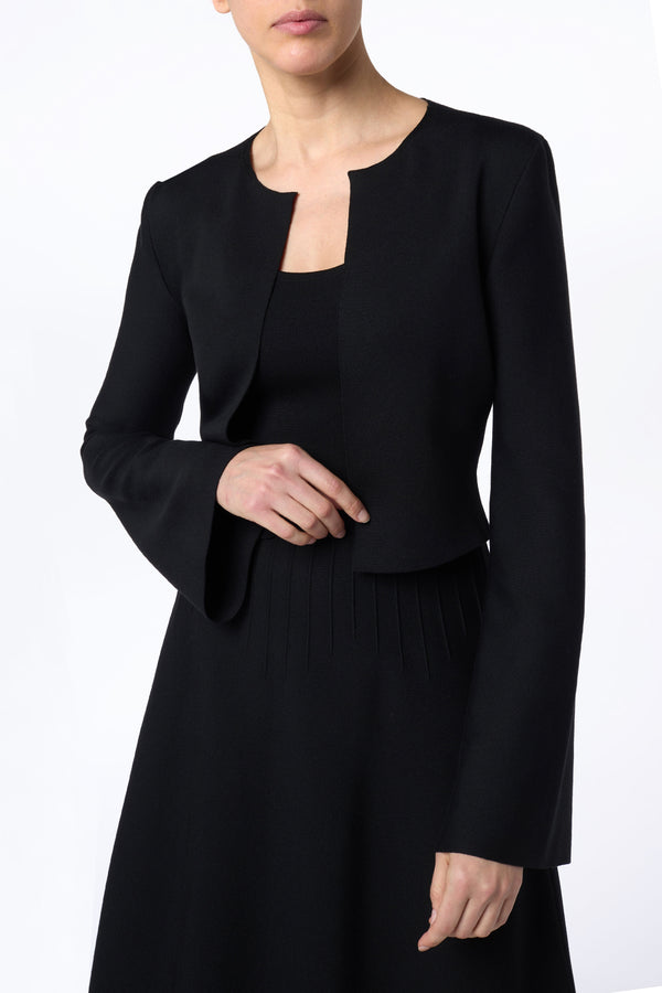 Gabriela Hearst Antheia Cropped Knit Jacket In Black Silk