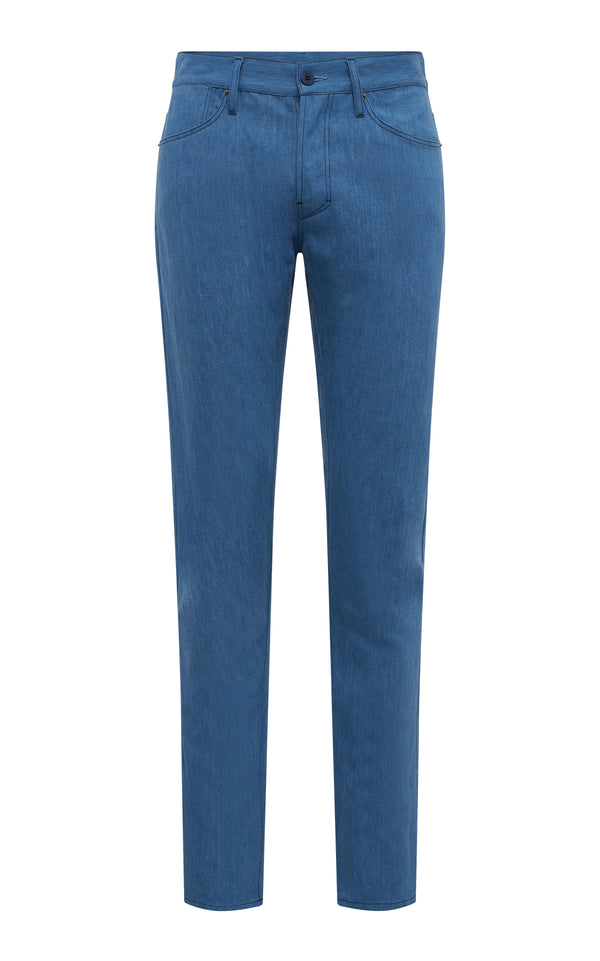 gabriela hearst Anthony Five Pocket Pant in Light Blue Cotton Linen Denim