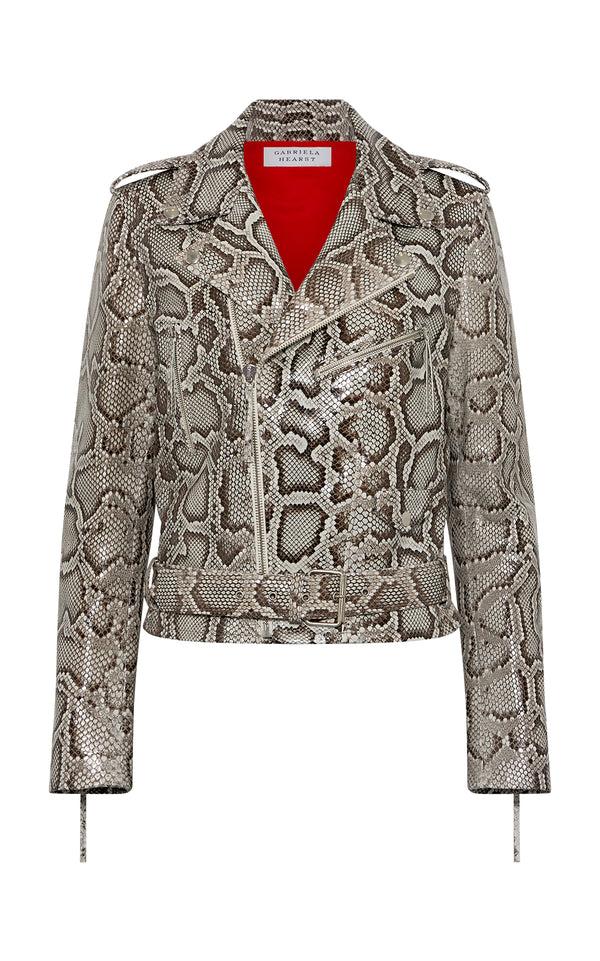 gabriela hearst Anton Biker Jacket in Greyscale Inversa™ Snakeskin