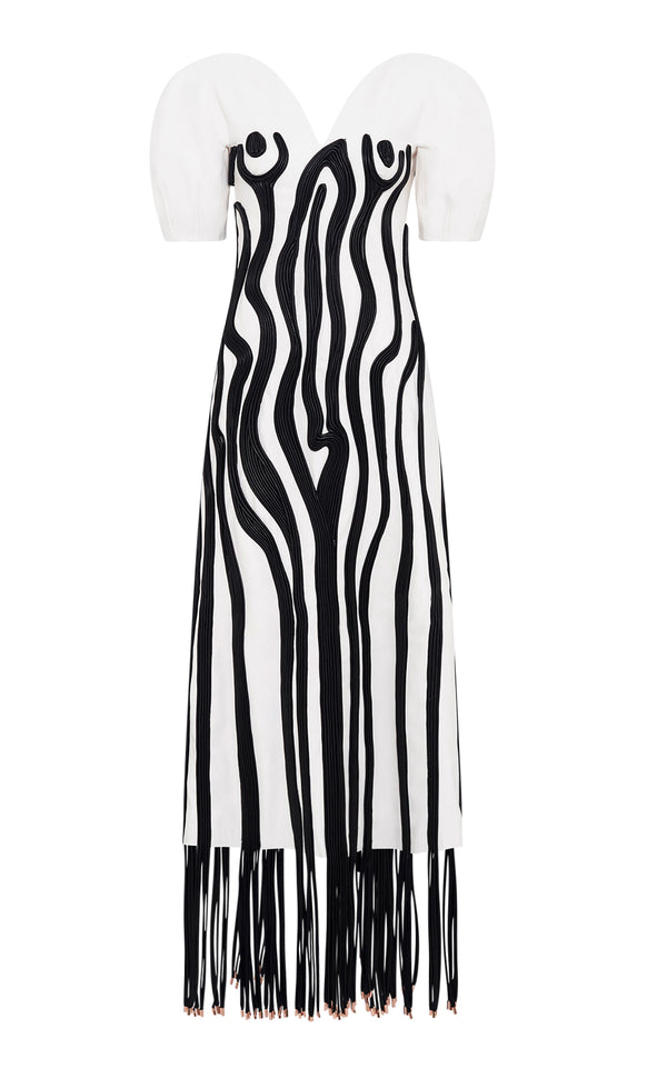 gabriela hearst Aphea Dress in White & Black Soft Leather