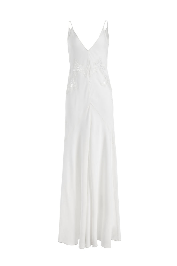 gabriela hearst Apuleius Lace Slip Maxi Dress in Ivory Silk Crepe