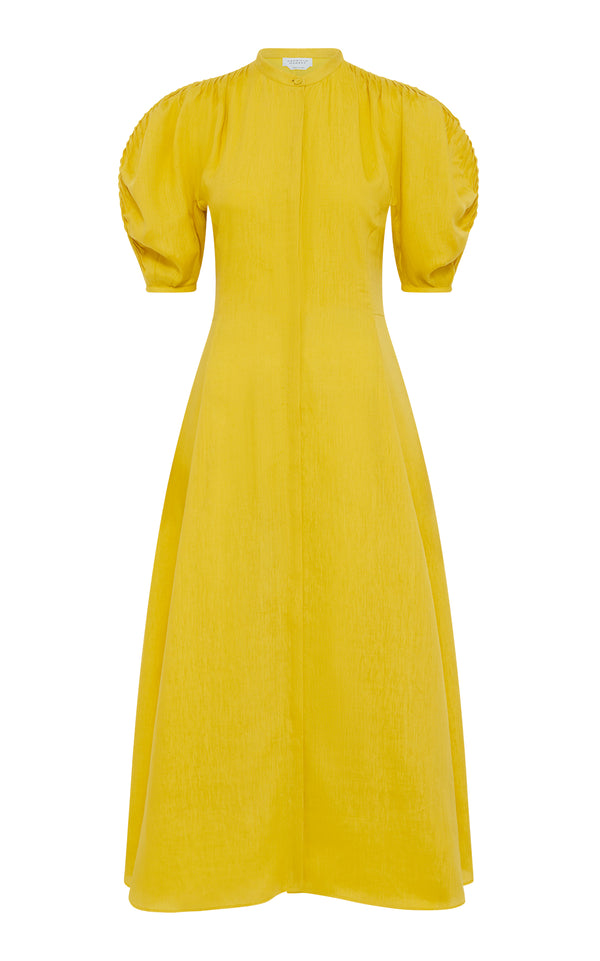 gabriela hearst Arabella Shirtdress in Goldenrod Aloe Linen