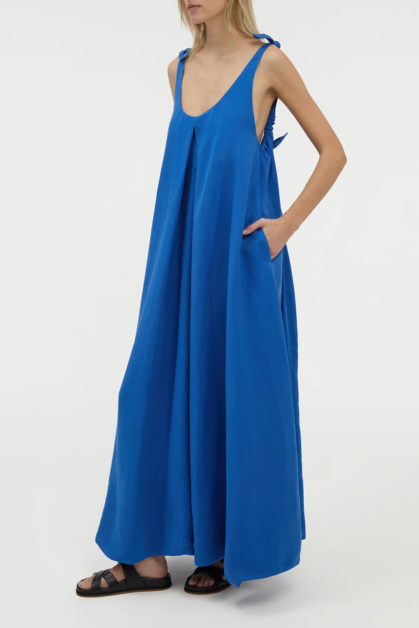 Gabriela Hearst Aras Maxi Dress In Cobalt Linen Silk