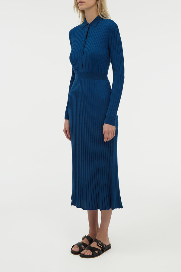 Gabriela Hearst Ardor Knit Maxi Dress In Washed Denim Cashmere Silk