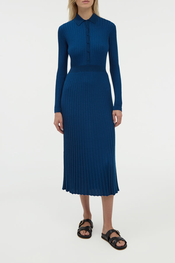 Gabriela Hearst Ardor Knit Maxi Dress In Washed Denim Cashmere Silk
