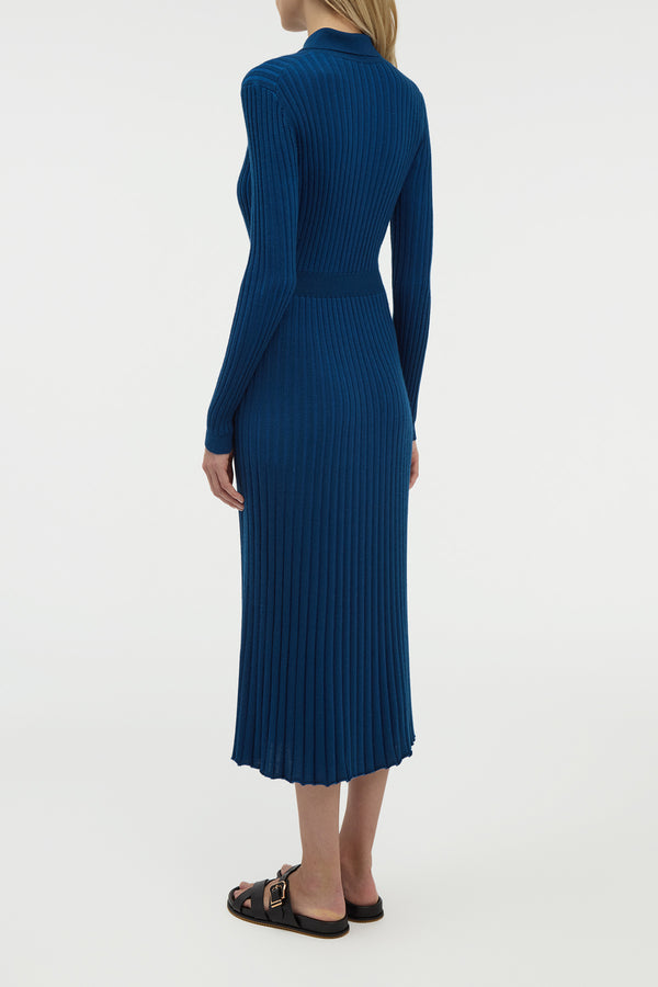Gabriela Hearst Ardor Knit Maxi Dress In Washed Denim Cashmere Silk