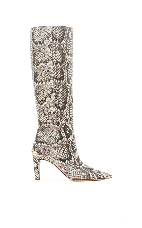 gabriela hearst Aura High Heel Stiletto Tall Boot in Black & White Inversa™ Snakeskin