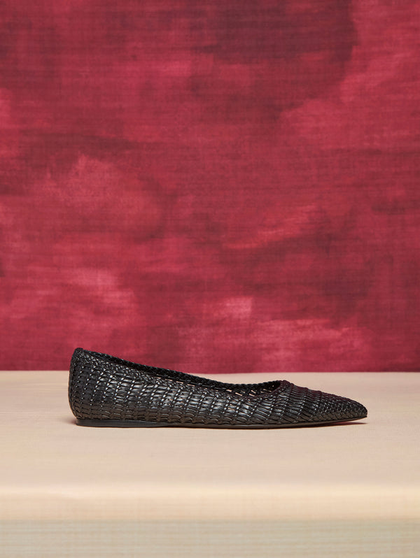 Gabriela Hearst Aurora Braided Flat Shoe In Black Leather