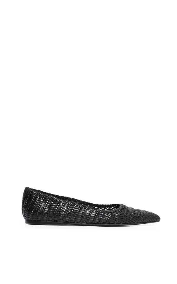 gabriela hearst Aurora Braided Flat Shoe in Black Leather