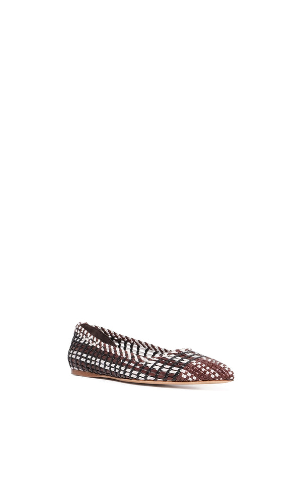 Gabriela Hearst Aurora Braided Flat Shoe In Chocolate Multi Leather