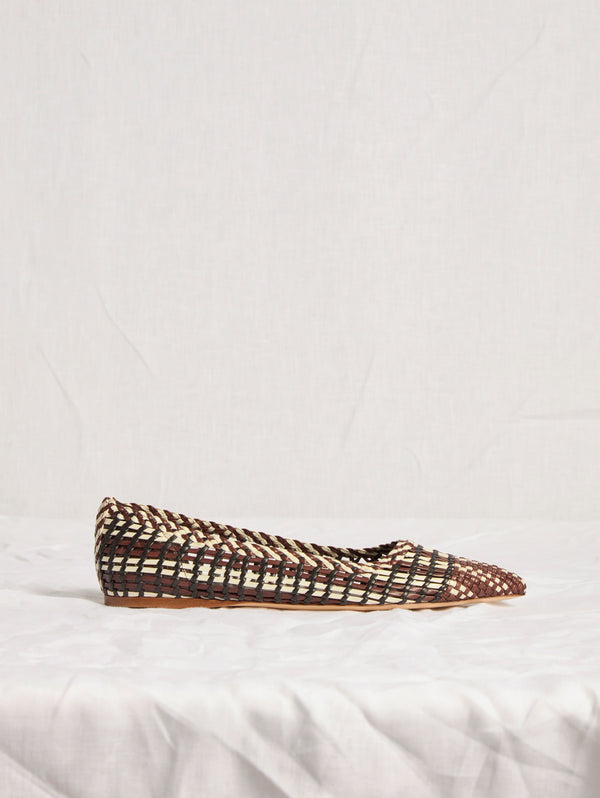 Gabriela Hearst Aurora Braided Flat Shoe In Chocolate Multi Leather