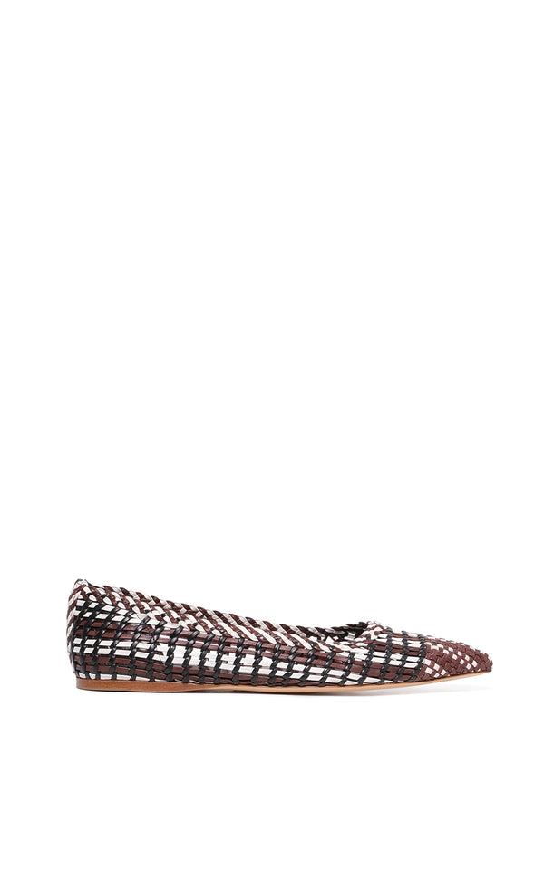 gabriela hearst Aurora Braided Flat Shoe in Chocolate Multi Leather
