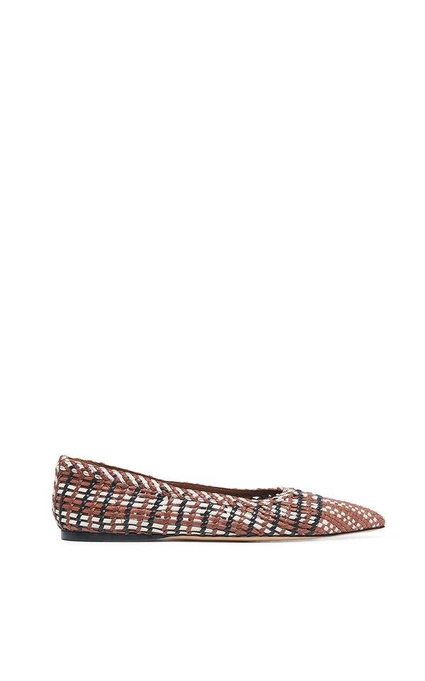 gabriela hearst Aurora Braided Flat Shoe in Cognac Multi Leather