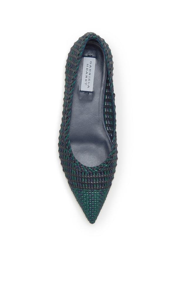 Gabriela Hearst Aurora Braided Flat Shoe In Navy Multi Leather