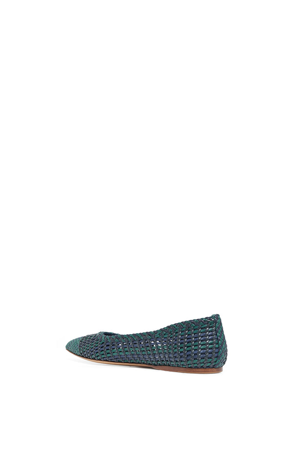 Gabriela Hearst Aurora Braided Flat Shoe In Navy Multi Leather