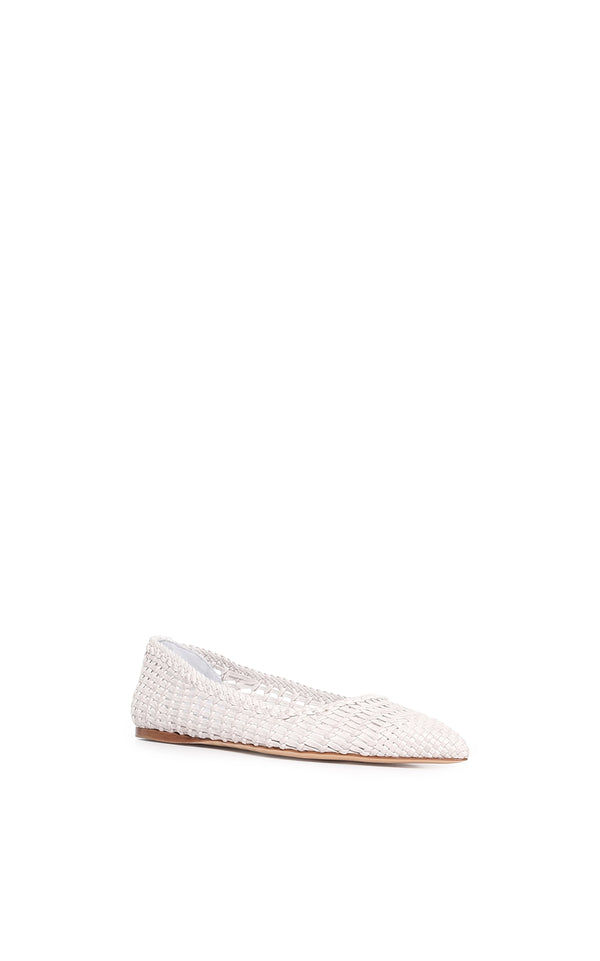 Gabriela Hearst Aurora Braided Flat Shoe In Pearlized White Leather