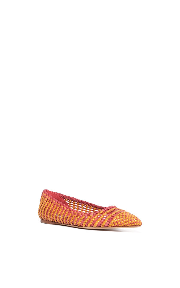 Gabriela Hearst Aurora Braided Flat Shoe In Pink Multi Leather