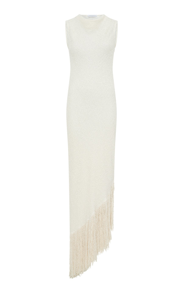 gabriela hearst Awar Fringe Maxi Dress in Ivory Silk Boucle