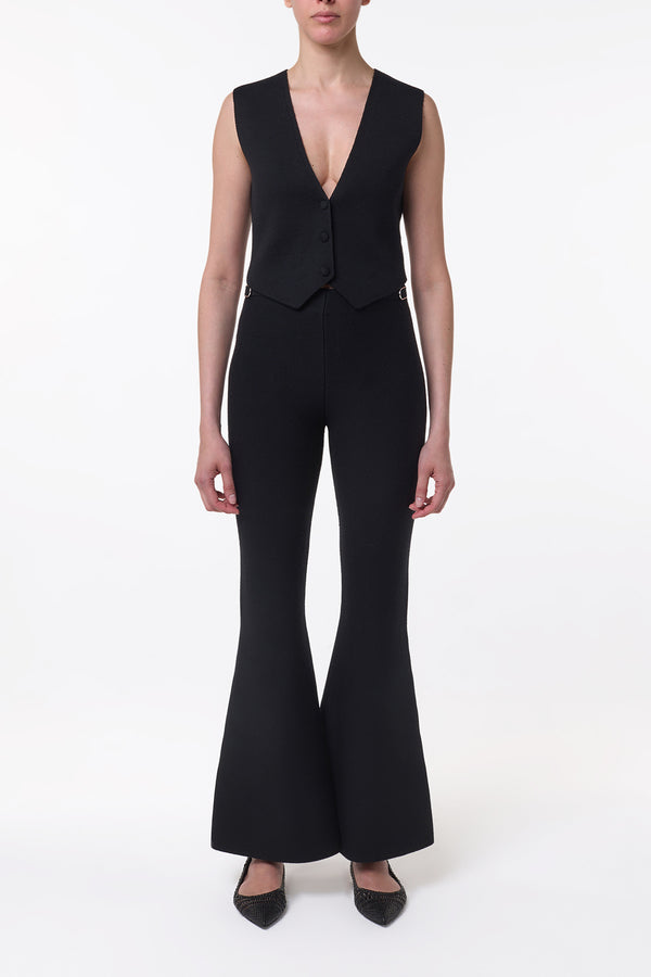 Gabriela Hearst Ayala Flare Cropped Knit Pant In Black Merino Wool Cashmere
