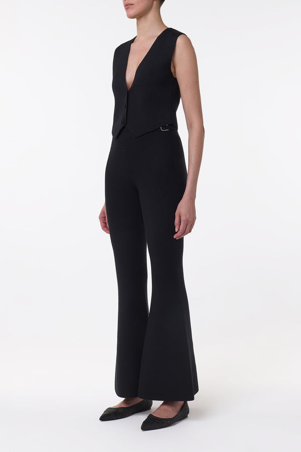 Gabriela Hearst Ayala Flare Cropped Knit Pant In Black Merino Wool Cashmere