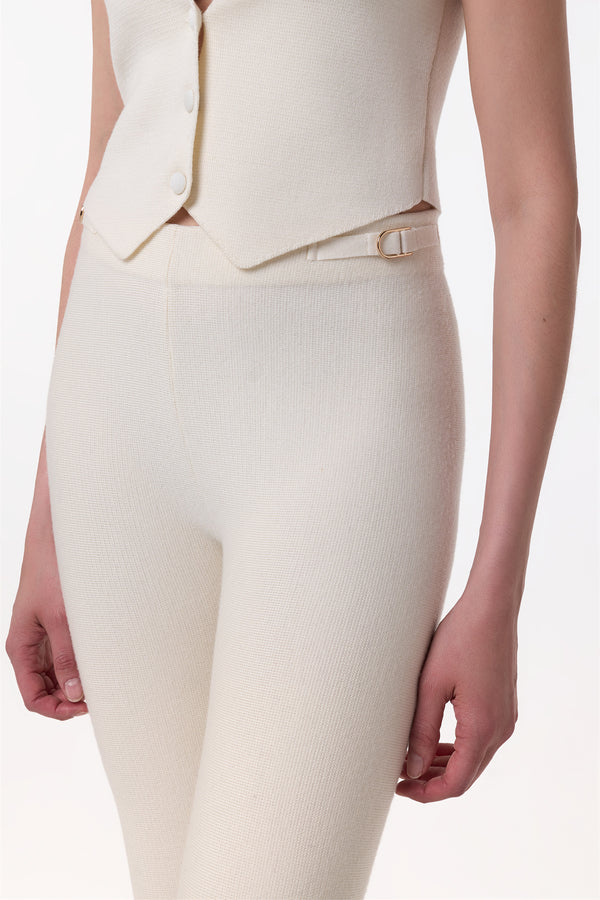 Gabriela Hearst Ayala Flare Cropped Knit Pant In Ivory Merino Wool Cashmere