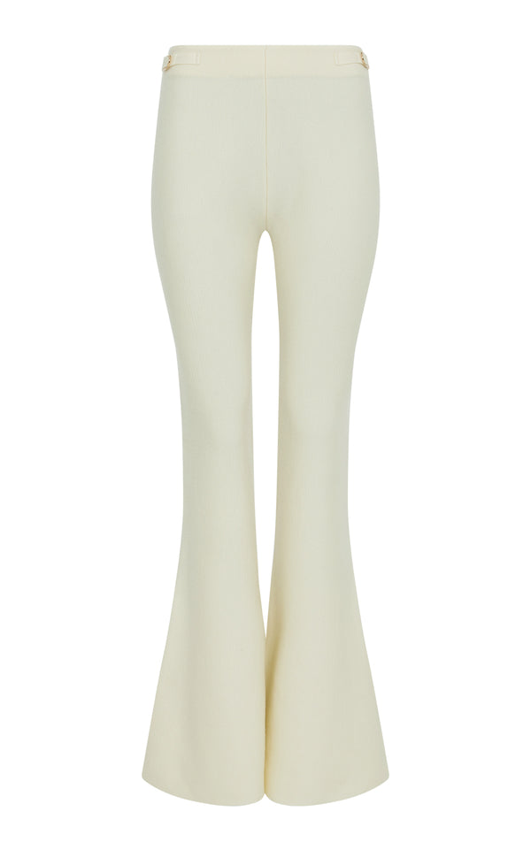 gabriela hearst Ayala Flare Cropped Knit Pant in Ivory Merino Wool Cashmere