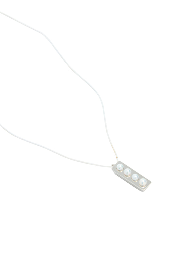 Gabriela Hearst Bar Necklace In Platinum With Pearls