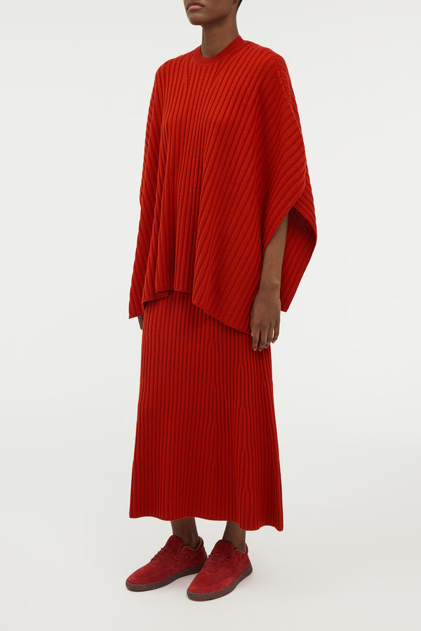 Gabriela Hearst Baron Knit Cropped Poncho In Antelope Orange Merino Wool Cashmere