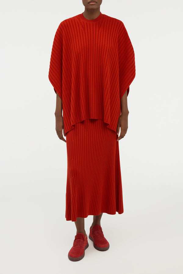 Gabriela Hearst Baron Knit Cropped Poncho In Antelope Orange Merino Wool Cashmere