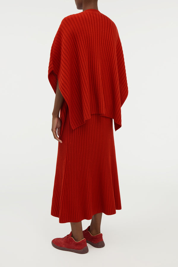 Gabriela Hearst Baron Knit Cropped Poncho In Antelope Orange Merino Wool Cashmere