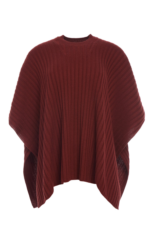 gabriela hearst Baron Knit Cropped Poncho in Burnt Sienna Merino Wool Cashmere