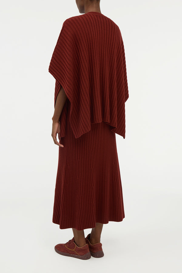 Gabriela Hearst Baron Knit Cropped Poncho In Burnt Sienna Merino Wool Cashmere