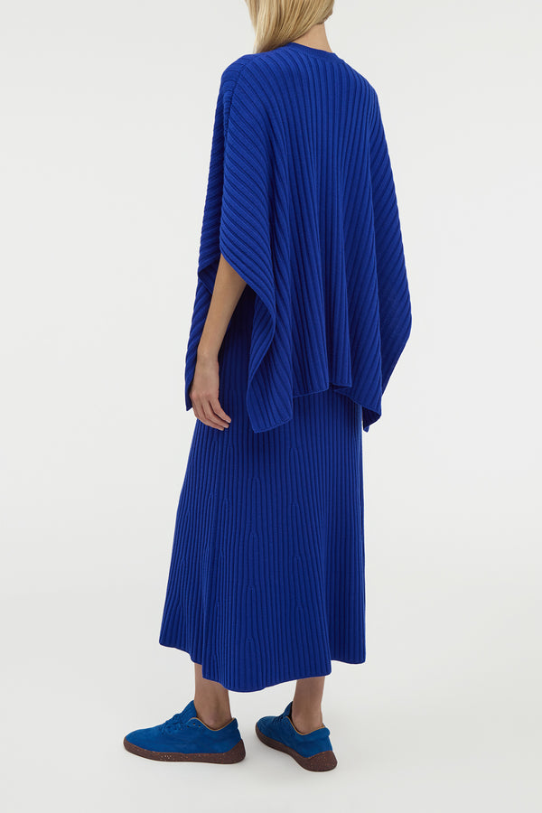 Gabriela Hearst Baron Knit Cropped Poncho In Cobalt Merino Wool Cashmere