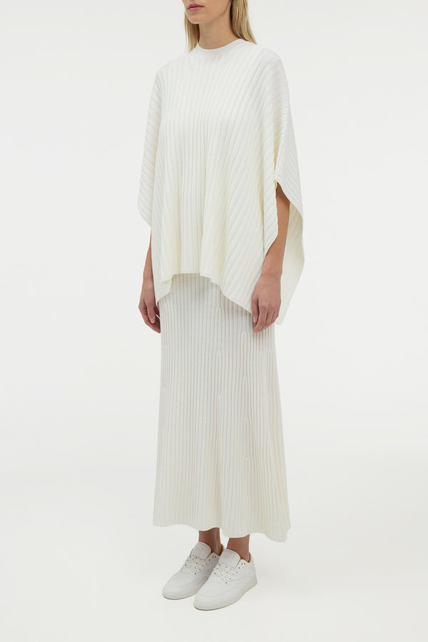 Gabriela Hearst Baron Knit Cropped Poncho In Ivory Merino Wool Cashmere