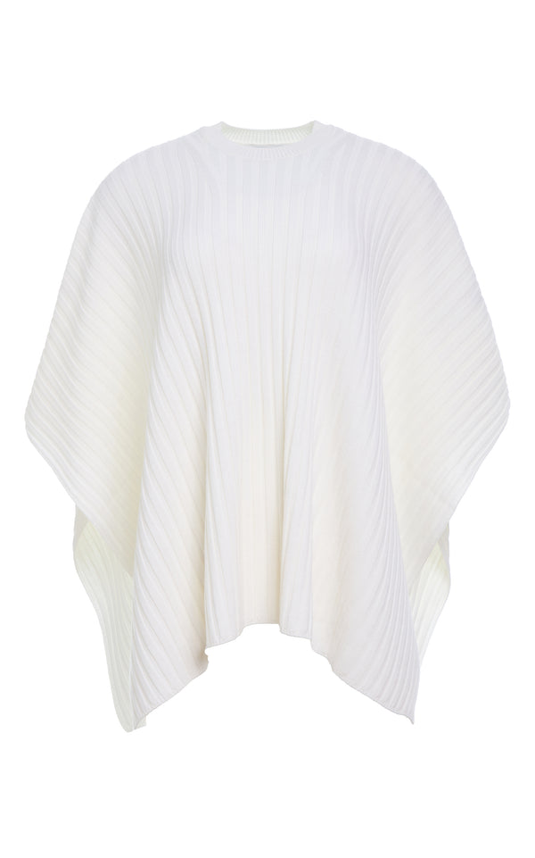 gabriela hearst Baron Knit Cropped Poncho in Ivory Merino Wool Cashmere