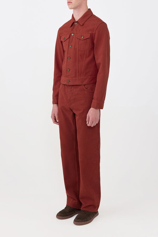 Gabriela Hearst Barry Trucker In Burnt Sienna Recycled Cotton Denim