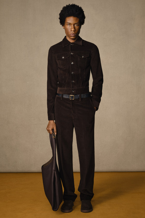 Gabriela Hearst Barry Trucker In Chocolate Cashmere Corduroy